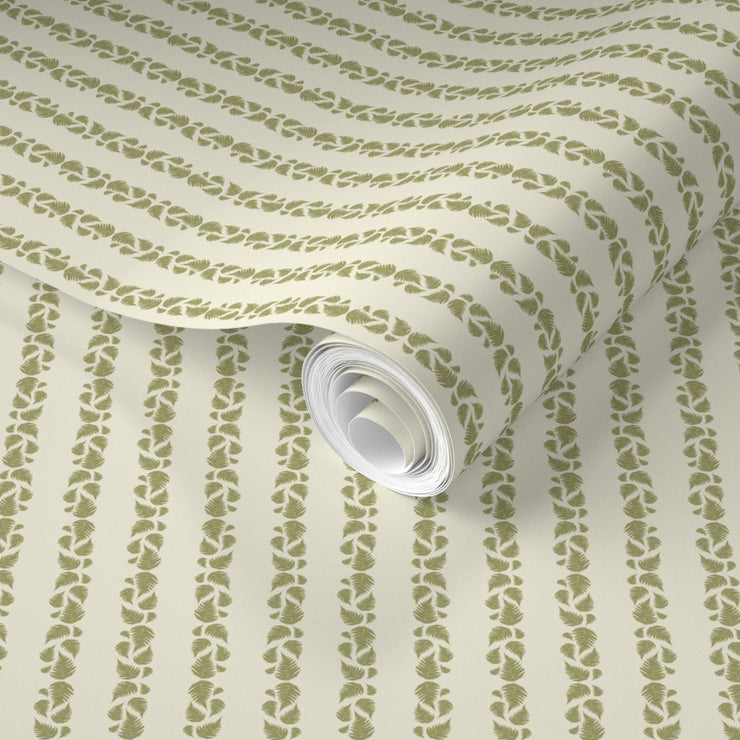 "Foliate" Candy Stripe Wallpaper  - Small Scale