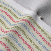 "Foliate" Candy Striped Printed Fabric - Small Scale