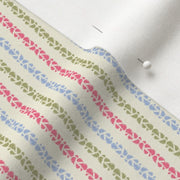 "Foliate" Candy Striped Printed Fabric - Small Scale