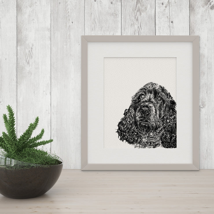 Black and White "Peekaboo" Dog Giclee Art Prints