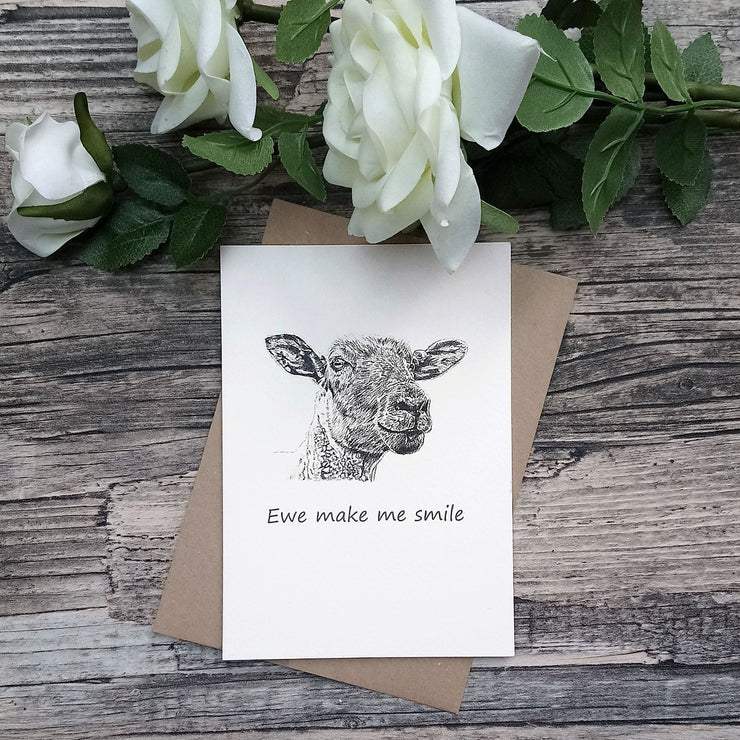 "Ewe Make Me Smile" Sheep Card - Bella & Bryn