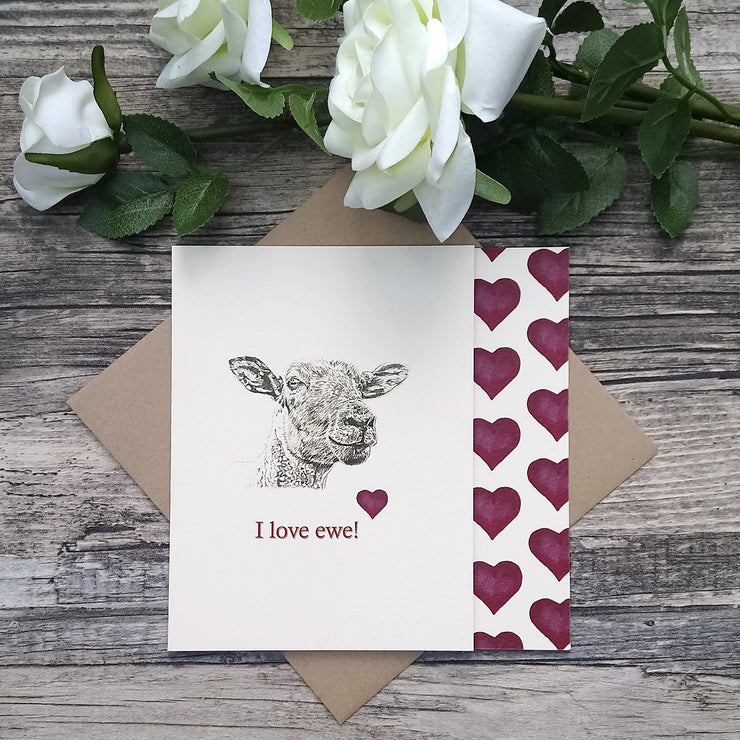 "I Love Ewe" Sheep Card - Bella & Bryn