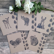 Pack of Five Woodland Animal Cutaway Cards - Bella & Bryn