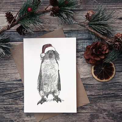 Penguin Santa Hat Christmas Card - Bella & Bryn